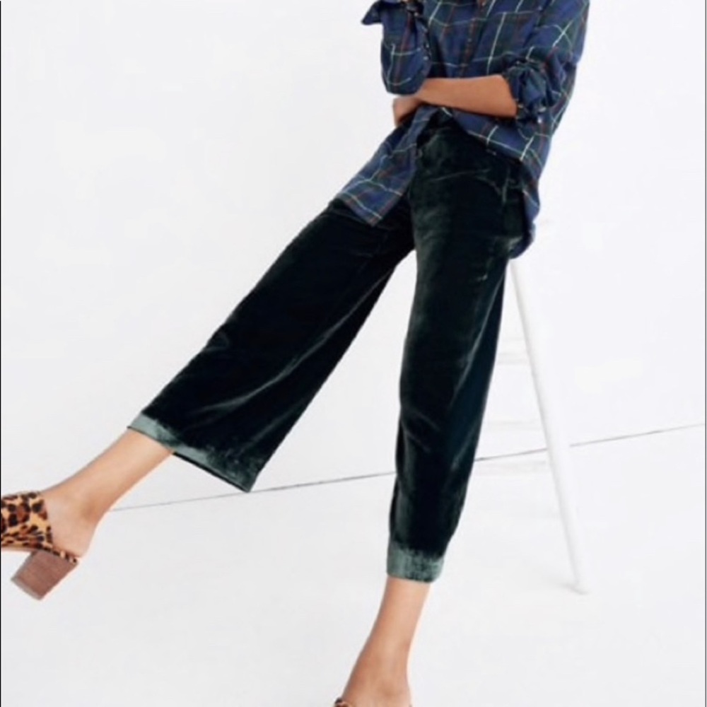 Madewell Green Velvet pull on pants XS